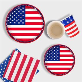 img 2 attached to Gatherfun American Flag Patriotic Party Supplies: Disposable Napkins, Paper Plates, and Paper Cups for Veterans Day, Election Day, and Independence Day Decorations - Serve 25