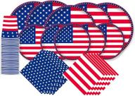 gatherfun american flag patriotic party supplies: disposable napkins, paper plates, and paper cups for veterans day, election day, and independence day decorations - serve 25 logo