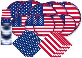 img 4 attached to Gatherfun American Flag Patriotic Party Supplies: Disposable Napkins, Paper Plates, and Paper Cups for Veterans Day, Election Day, and Independence Day Decorations - Serve 25