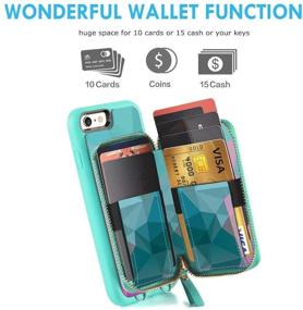 img 2 attached to 👜 Защитный кошелек ZVE для Apple iPhone 6s и iPhone 6 - Кожаный кошелек с перекрестным ремешком, кармашком для карт, карманом на молнии и дизайном в виде бриллианта.