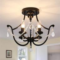 💡 uofus black flush mount crystal chandelier farmhouse indoor ceiling light fixture modern lamp for foyer kitchen hallway bathroom bedroom dining room логотип