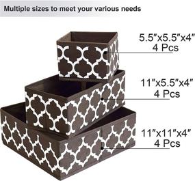 img 1 attached to Эффективные органайзеры для ящиков комода: складные разделители для нижнего белья, бра, носков, галстуков и шарфов - комплект из 12 штук, темно-коричневый.