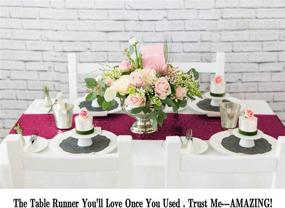 img 3 attached to Stunning ShinyBeauty Table Runner 2 Pack in Burgundy - Perfect Sequin Glitter Runner for Weddings and Events - 12inx108in, Wine Color -0116S
