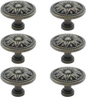 antique floral design cabinet drawer knobs 🌸 - set of 6 bronze tone metal pull handles logo