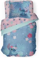 disney lilo & stitch paradise dream twin comforter & sham set - ultra soft kids reversible bedding - fade resistant microfiber (official disney product) logo