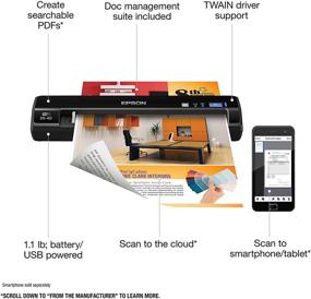 img 3 attached to 🖨️ Epson WorkForce DS-40 Wireless Portable Document Scanner: PC and Mac compatibility, Sheet-fed, Mobile/Portable - Black
