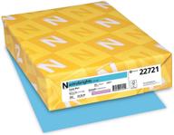 neenah wausau paper 22721 astrobrights colored cardstock in lunar blue: vibrant 8.5” x 11” 65 lb / 176 gsm cardstock with 250 sheets for crafts & printing logo