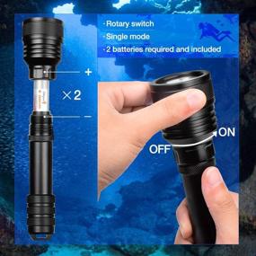 img 2 attached to 🔦 Odepro D2000P Diving Flashlight: 2000 Lumens, Rotary Switch, IPX-8 Waterproof, Underwater 150m. Battery Charger and 2pcs 3000mAh 18650 Battery Included