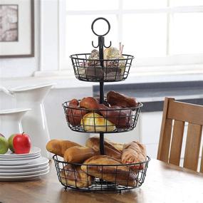 img 1 attached to 🥚 SunnyPoint French Country 3 Tier Wire Basket Stand – Ideal for Storing, Organizing, and Displaying Eggs and More (3 Tier, Black)