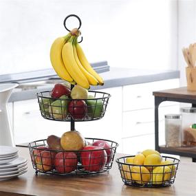 img 3 attached to 🥚 SunnyPoint French Country 3 Tier Wire Basket Stand – Ideal for Storing, Organizing, and Displaying Eggs and More (3 Tier, Black)