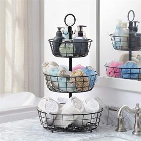 img 2 attached to 🥚 SunnyPoint French Country 3 Tier Wire Basket Stand – Ideal for Storing, Organizing, and Displaying Eggs and More (3 Tier, Black)