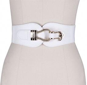 img 3 attached to 👗 Vintage-inspired Elastic Cinch Stretch Belt with Metal Buckle for Women's Dresses