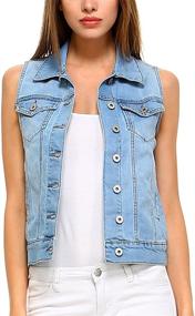img 4 attached to Fashionazzle Womens Buttoned Jacket DSV01 Denim