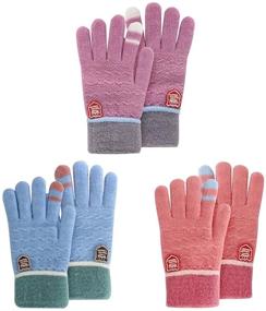 img 4 attached to ORVINNER Kids Winter Gloves for Boys Girls - 3 Pairs Children Warm Wool Lined Gloves Toddler Thermal Knitted Mittens