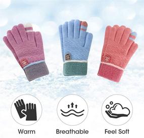 img 1 attached to ORVINNER Kids Winter Gloves for Boys Girls - 3 Pairs Children Warm Wool Lined Gloves Toddler Thermal Knitted Mittens