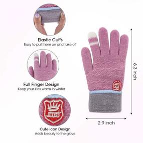 img 2 attached to ORVINNER Kids Winter Gloves for Boys Girls - 3 Pairs Children Warm Wool Lined Gloves Toddler Thermal Knitted Mittens