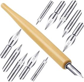 img 4 attached to 🖌️ Coneedy 11-Piece Comic Pen Nib Set: Stainless Steel G-Pen Nibs & Wooden Holder for Writing, Painting, Signing