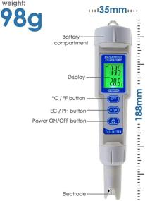 img 1 attached to 🌊 Water Quality Test Kit: 3-in-1 pH EC Temperature Meter with ATC, Probe, Waterproof & Black-Light – Ideal for Aquariums, Hydroponics, Pool Spa, Lab, and Drinking Water