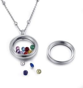 img 1 attached to CF100 Birthstone Locket Necklaces: Premium 12 AAAAA+ Cubic Zirconia Birthstones, 316L Stainless Steel Floating Charms, Chains, and Gift Box