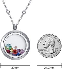 img 3 attached to CF100 Birthstone Locket Necklaces: Premium 12 AAAAA+ Cubic Zirconia Birthstones, 316L Stainless Steel Floating Charms, Chains, and Gift Box