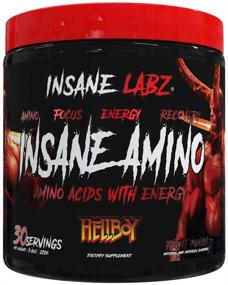 img 4 attached to 🔥 Insane Labz Insane Amino Hellboy Edition - порошок BCAA для энергии, фокуса и восстановления мышц | Интраворкаут, 2:1:1 BCAA аминокислоты, 30 порций, вкус фруктового пунша