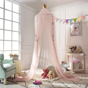 img 4 attached to 👸 Princess Mosquito Net Bed Canopy – Round Lace Dome Netting Hanging Curtains for Kids Indoor Play, Reading, Games – Love Brand Play Tent Bedding in Pink