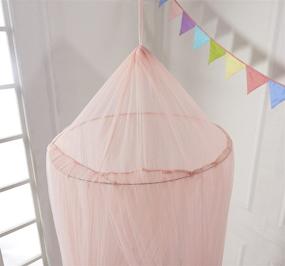 img 1 attached to 👸 Princess Mosquito Net Bed Canopy – Round Lace Dome Netting Hanging Curtains for Kids Indoor Play, Reading, Games – Love Brand Play Tent Bedding in Pink