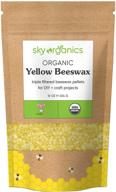 🐝 1lb organic yellow beeswax pellets by sky organics - 100% pure usda organic bees wax, triple filtered easy melt beeswax pastilles for diy candles, skin care, and lip balm logo