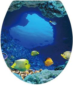 img 4 attached to 🐠 DNVEN Undersea Ocean Toilet Seat Decals: Tropical Fish Bathroom Stickers 13"x15