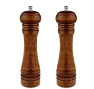 premium oak wood salt and pepper grinder set - 8 inch wooden spice grinder shaker combo logo