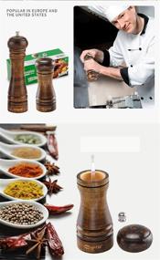 img 2 attached to Premium Oak Wood Salt and Pepper Grinder Set - 8 Inch Wooden Spice Grinder Shaker Combo