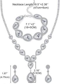 img 2 attached to 💎 Glamorize Your Wedding Look with FUNRUN JEWELRY Teardrop Crystal Set - Statement Necklace, Bracelets & Earrings for Women