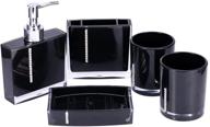 🚽 estink acrylic bathroom accessories set: 5-piece bath accessory set in black with soap dish, dispenser, toothbrush holder, and tumbler logo