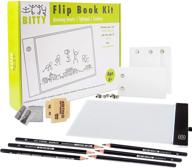 🎨 ittybitty - led light pad & flip book kit for kids, drawing and tracing animation tablet with 480 sheets of premium flip book paper, rubber erasers, 6 artist drawing pencils & usb cable - enhanced seo-friendly product title logo