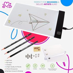 img 3 attached to 🎨 IttyBitty - LED Light Pad & Flip Book Kit for Kids, Drawing and Tracing Animation Tablet with 480 Sheets of Premium Flip Book Paper, Rubber Erasers, 6 Artist Drawing Pencils & USB Cable - Enhanced SEO-friendly Product Title