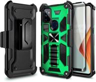 📱 green nznd case for oneplus nord n10 5g - tempered glass screen protector (maximum coverage), belt clip holster with built-in kickstand, full-body protective [military-grade] phone case logo