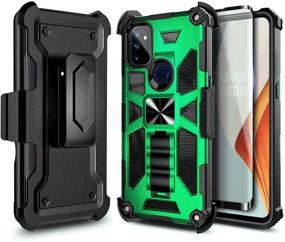 img 4 attached to 📱 Green NZND Case for OnePlus Nord N10 5G - Tempered Glass Screen Protector (Maximum Coverage), Belt Clip Holster with Built-in Kickstand, Full-Body Protective [Military-Grade] Phone Case