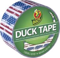 лента duck brand 241493 americana: красная, белая и синяя печатная упаковочная лента – 1,88 дюйма на 10 ярдов, праздничный патриотический дизайн для ремонта и ремесел. логотип