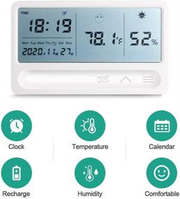 img 2 attached to 🌡️ Upgraded BRONAL Indoor Hygrometer Thermometer with Alarm, Time, and Large LCD Display for Greenhouse, Garden, Cellar, Cars, and Room - Digital Temperature Humidity Gauge