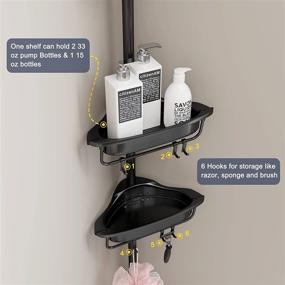 img 2 attached to 🚿 Rustproof Tension Shower Caddy Corner Shelf for Bathroom and Bathtub - HomeHelper Shower Storage Organizer with Adjustable Shelves and Tension Pole - Ideal for Shampoo Accessories - Black, 4 Tier
