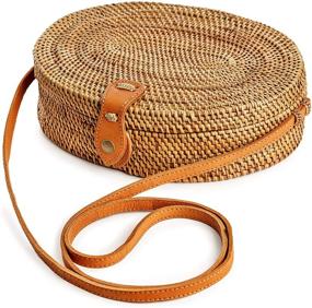 img 3 attached to 👜 Handmade Rattan Crossbody Bags for Women - Stylish Women's Handbags & Wallets