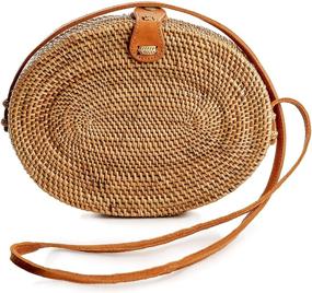 img 4 attached to 👜 Handmade Rattan Crossbody Bags for Women - Stylish Women's Handbags & Wallets