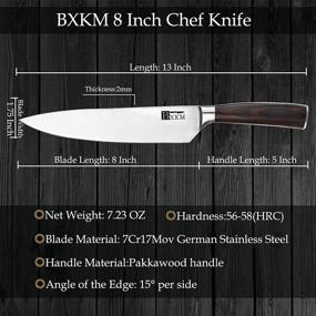 img 1 attached to 🔪 Поварской нож BXKM - 8-дюймовый профессиональный нож шеф-повара, немецкая нержавеющая сталь высокого содержания углерода с эргономичной рукояткой и подарочной коробкой для повышения производительности на кухне.