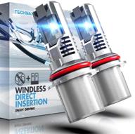 💡 techmax 9007 led bulb - windless direct insertion, 50w 6500k xenon white hb5 - pack of 2, halogen replacement logo