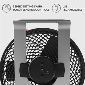 img 2 attached to Sharper Image GO 9 Black Rechargeable Portable Fan with Stand, Adjustable Head Tilt and 3 Speeds