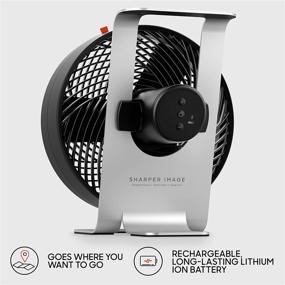 img 3 attached to Sharper Image GO 9 Black Rechargeable Portable Fan with Stand, Adjustable Head Tilt and 3 Speeds