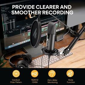 img 3 attached to 🎙️ MAONO AU-PM401 USB Microphone - 192KHz/24Bit Zero Latency Monitoring - Ideal for Podcasting, Gaming, YouTube, Streaming, Recording Music - Cardioid Condenser Mic with Mute Button