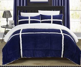 img 2 attached to Navy Queen 3 Piece Chloe Sherpa Comforter Set by Chic Home - Luxurious and Stylish