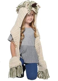 img 3 attached to 🐻 Warm and Cozy: SENSERISE Winter Kids Animal Hats - Knitted Hood Scarf Beanies