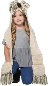 img 2 attached to 🐻 Warm and Cozy: SENSERISE Winter Kids Animal Hats - Knitted Hood Scarf Beanies